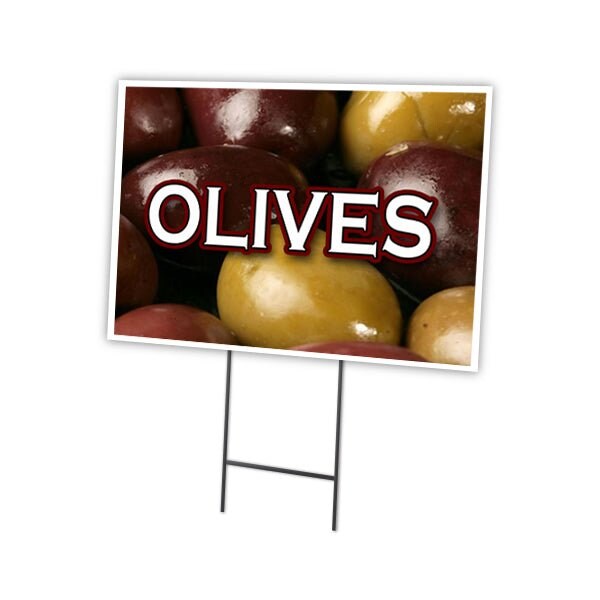 Signmission Olives Yard Sign & Stake outdoor plastic coroplast window, C-1216-DS-Olives C-1216-DS-Olives - main